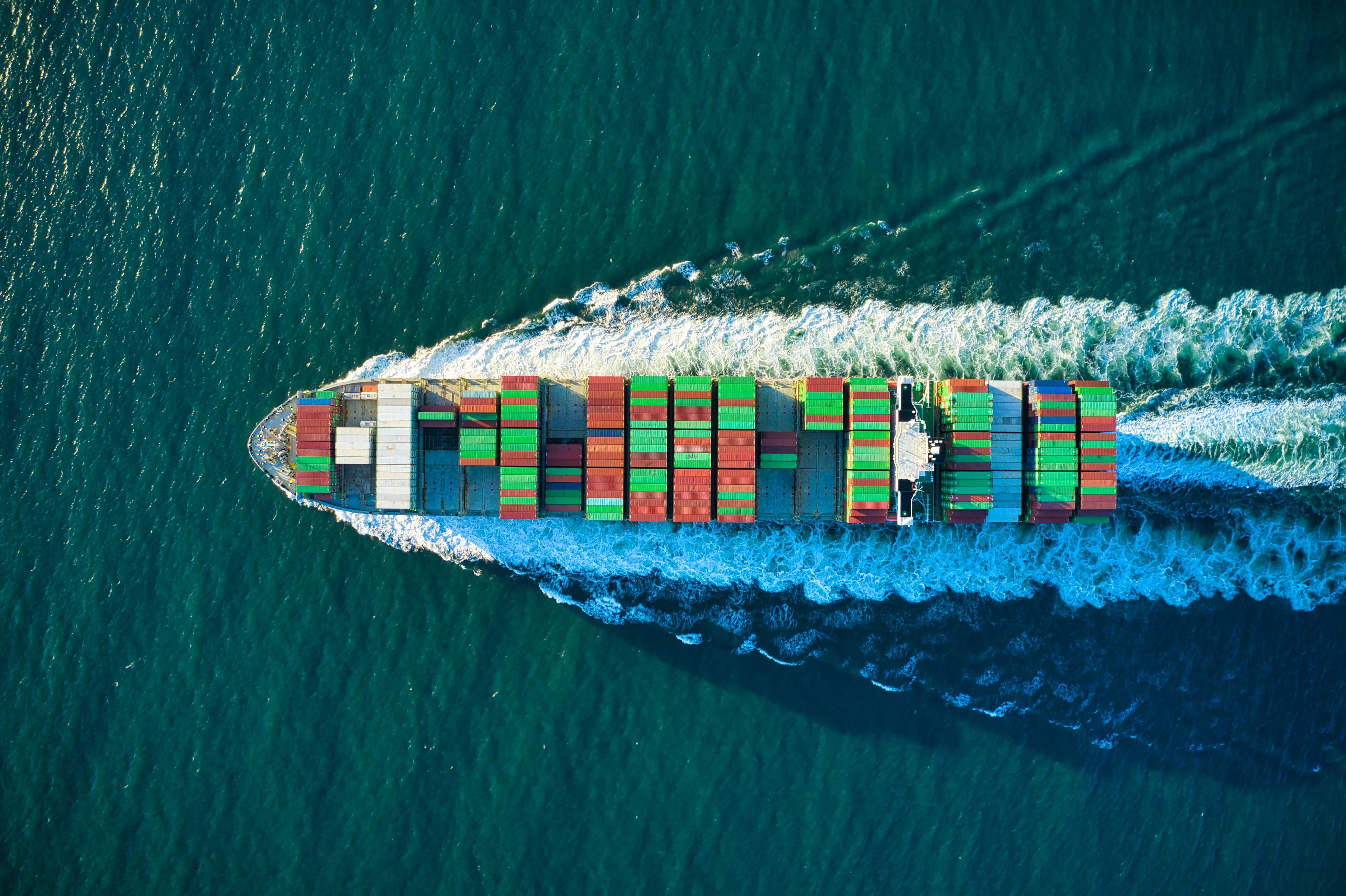 Cargo ship aerial view